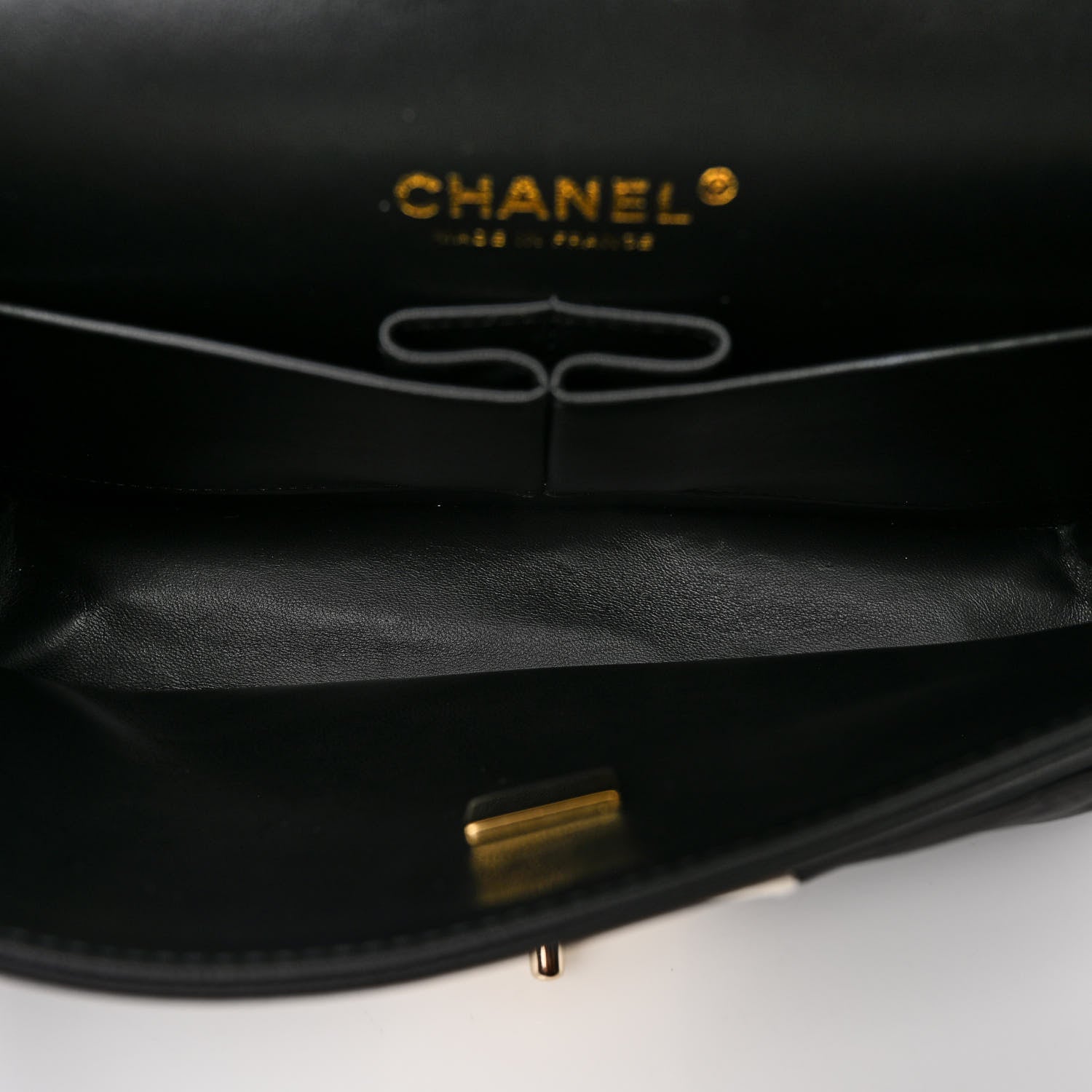 Chanel Lambskin Quilted Medium Double Flap Black White 5 of 10
