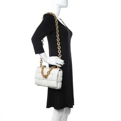 Bottega Veneta Lambskin Maxi Intreccio Padded Chain Cassette Crossbody Bag White 2 of 11