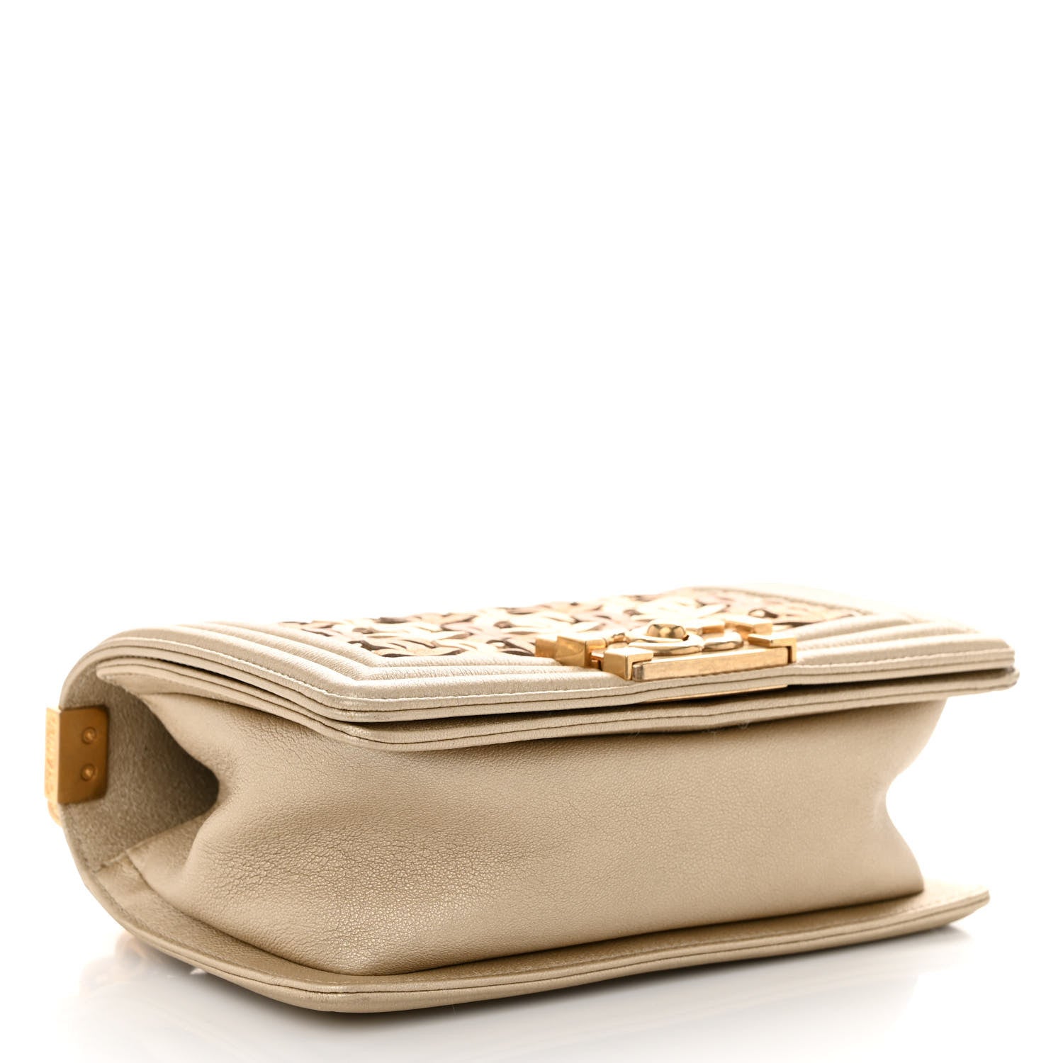 Chanel Metallic Lambskin Small Golden CC Boy Flap Dark Gold 4 of 10