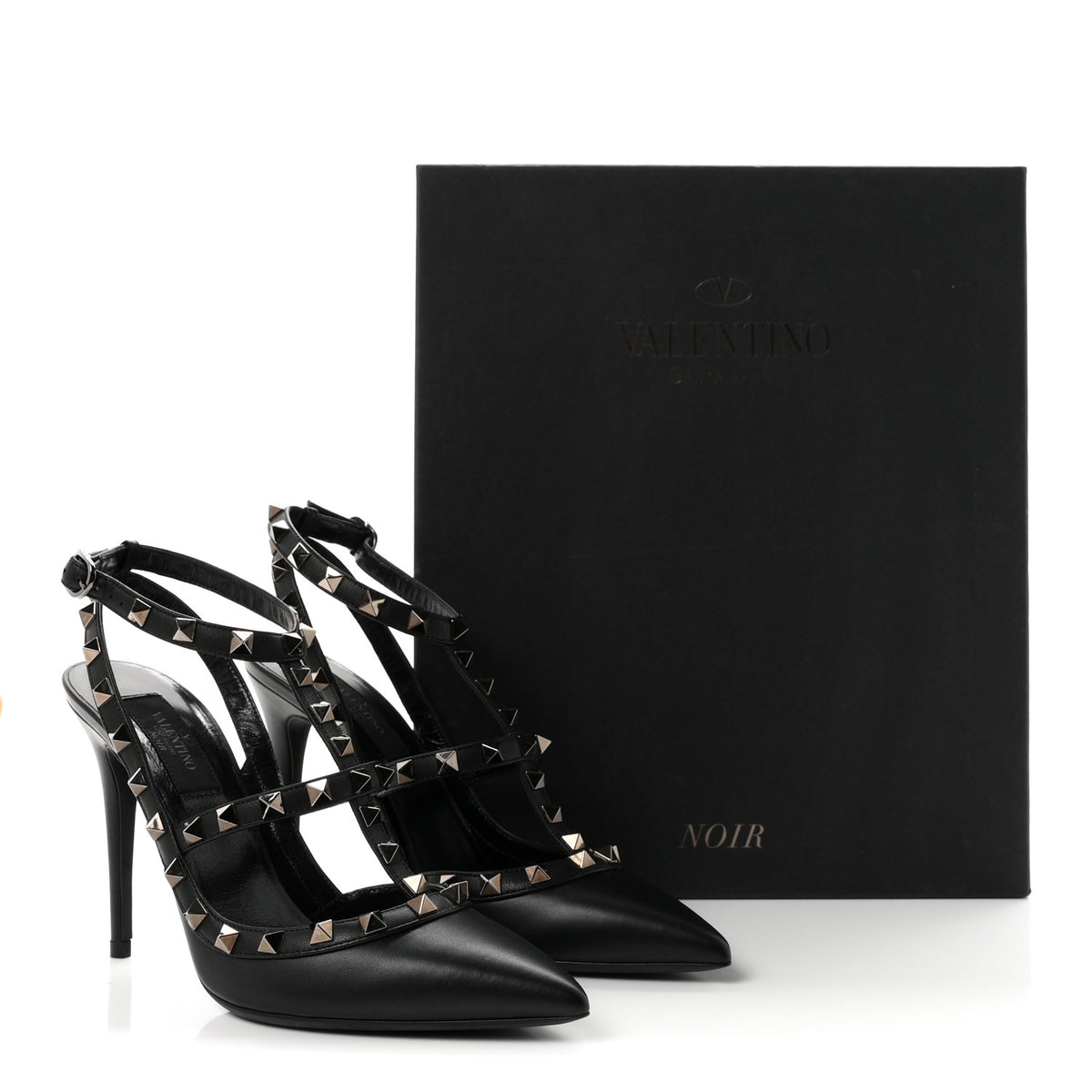 Valentino Garavani Nappa Rockstud Ankle Strap Pumps 37.5 Black 9 of 9