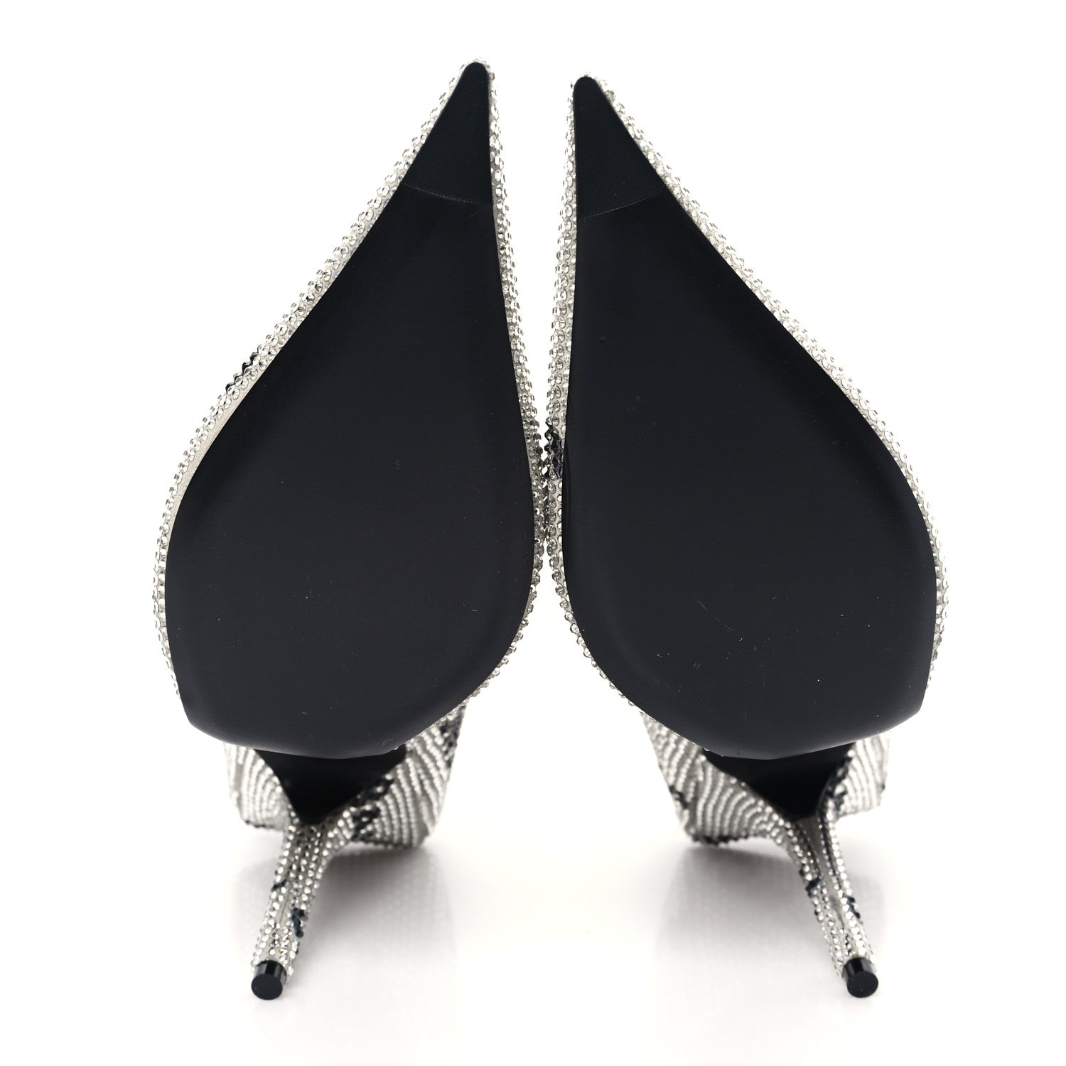 Balenciaga Strass Allover Logo Square Knife 110mm Pumps 37.5 Crystal Black 6 of 11
