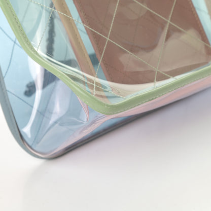 Chanel Lambskin PVC Quilted Medium Coco Splash Shopping Bag Blue Green Pink 12 of 12