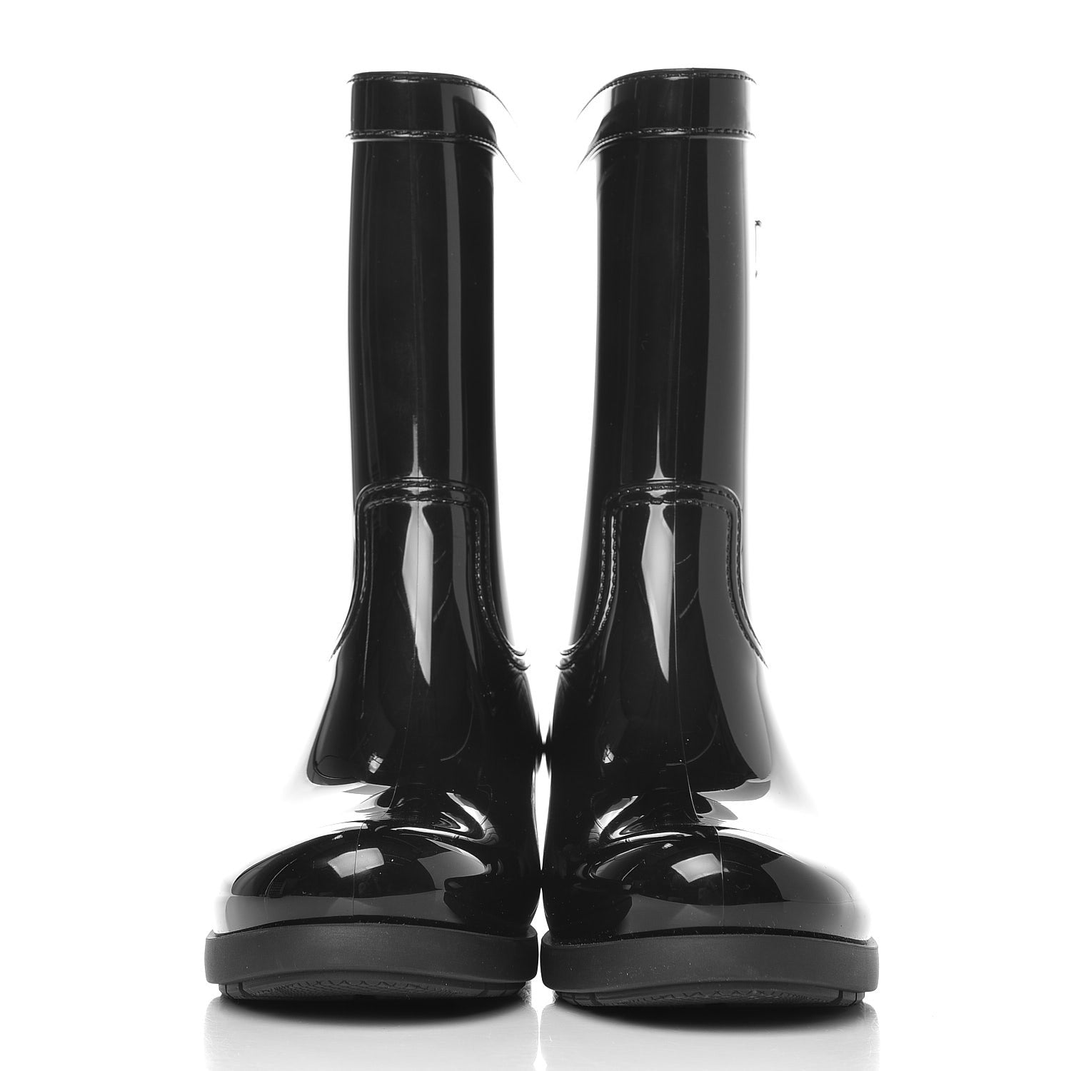 Prada Sport Rubber Mid Calf Rain Boots 40 Black 2 of 11