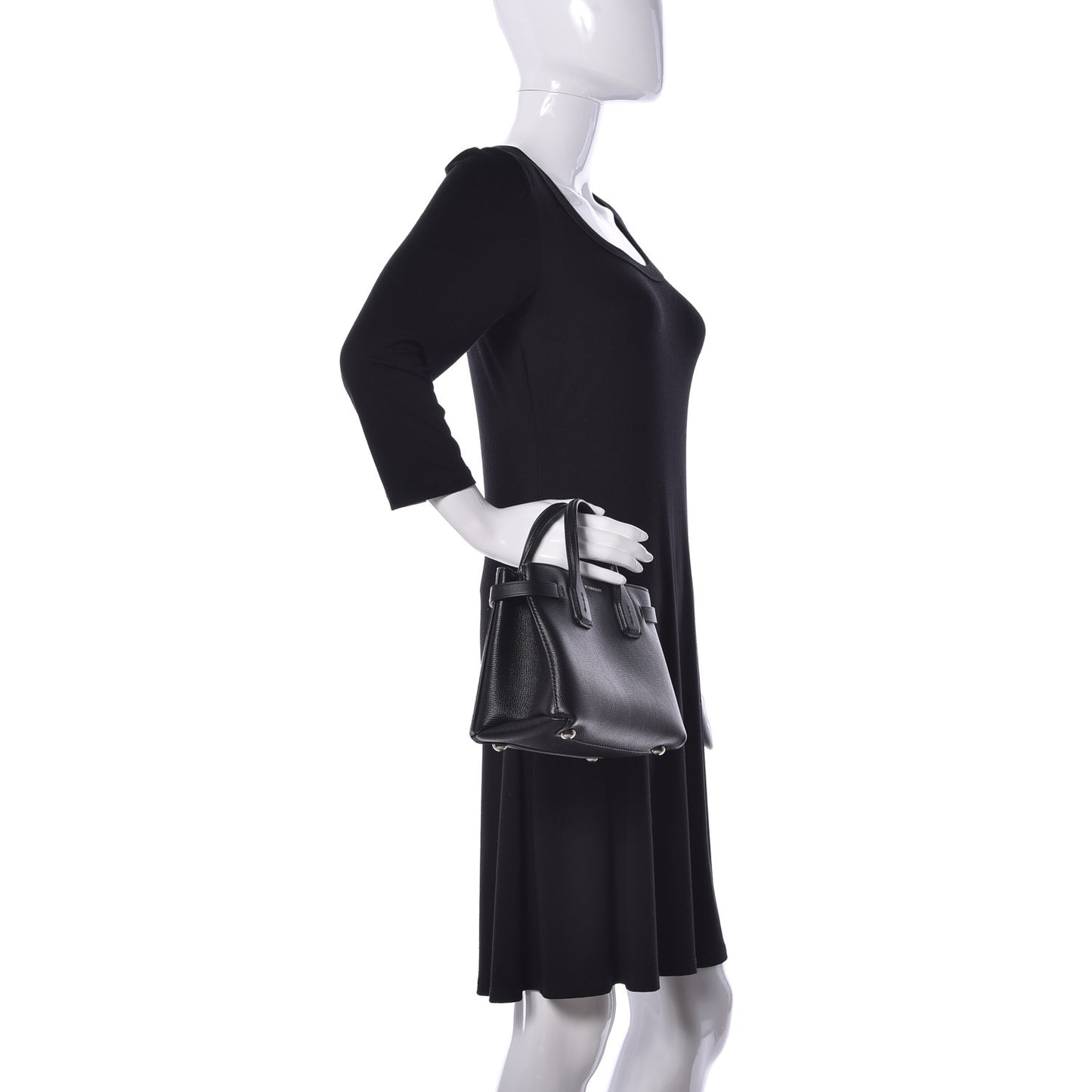 Grainy Calfskin House Check Baby Banner Tote Black