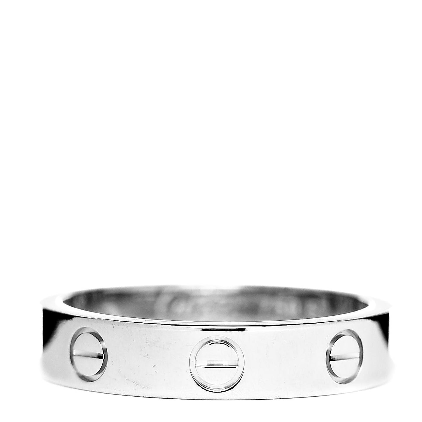 18K White Gold Diamond 4mm LOVE Wedding Band Ring 52 6