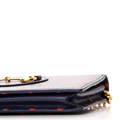 Gucci Shangai Calfskin Polka Dot Horsebit 1955 Wallet On Chain Blue Orange Sailor Blue 10 of 10
