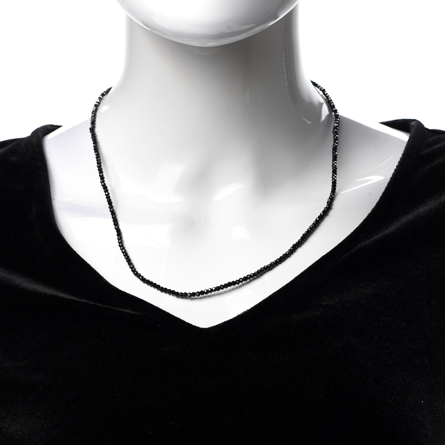 Tiffany Sterling Silver Black Spinel Ziegfeld Bead Necklace 6 of 15