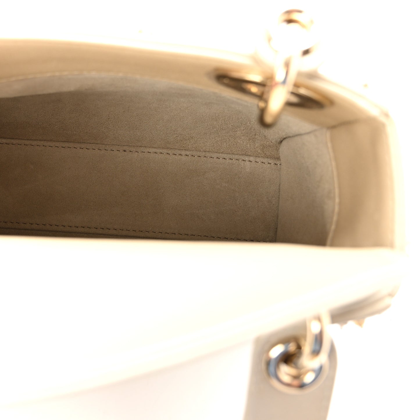 Metallic Lambskin Crystal Cannage Mini Lady Dior Platinum