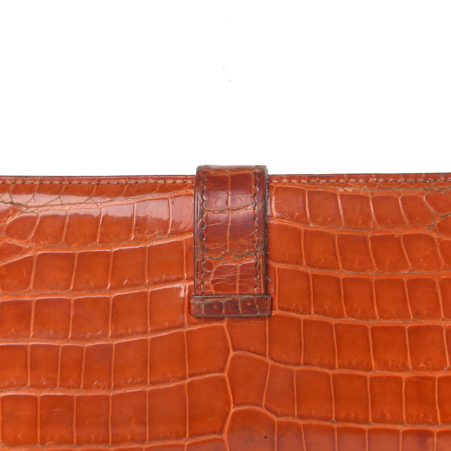 Hermes Shiny Niloticus Crocodile 18K Gold Diamond Bearn Wallet Orange 12 of 17