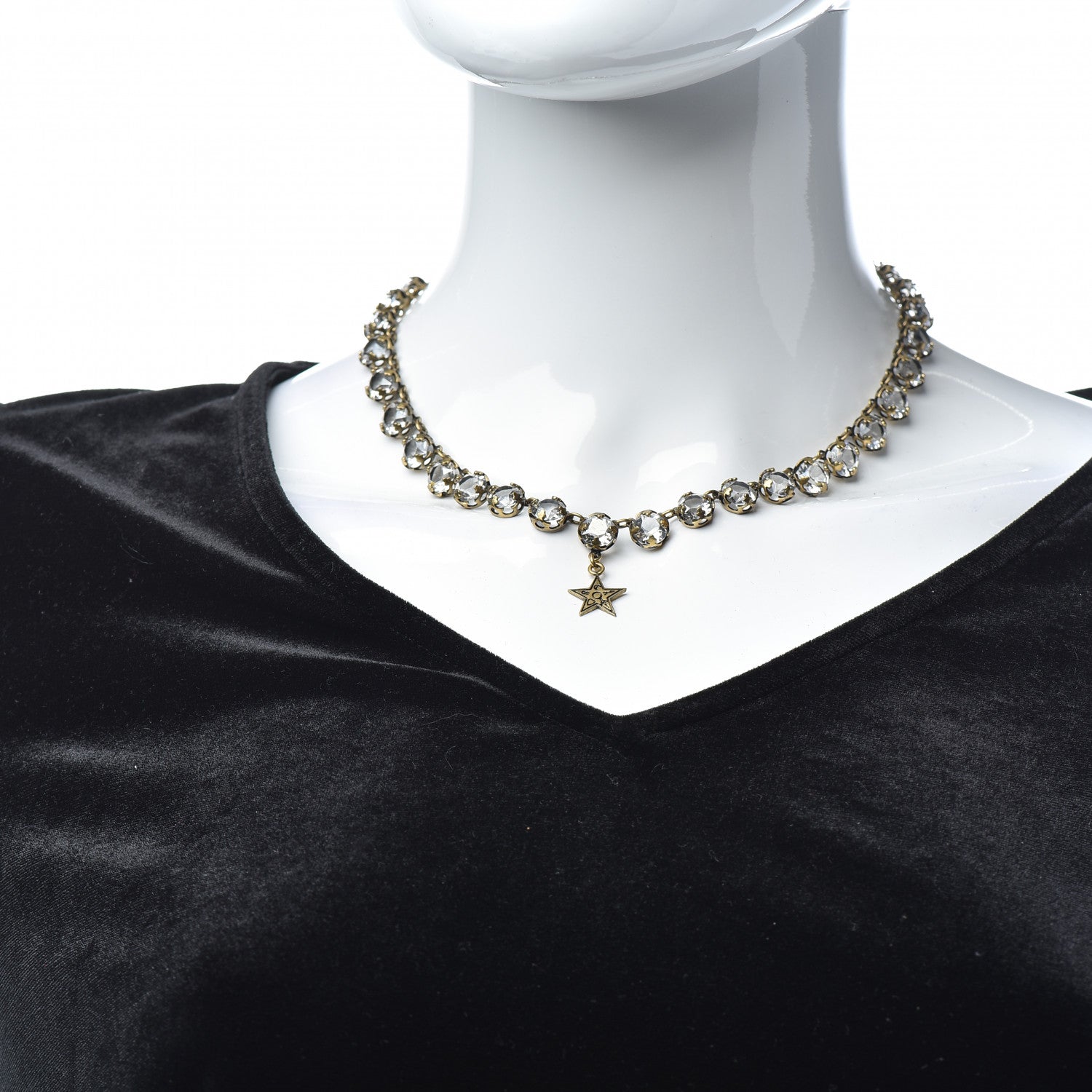 Christian Dior Crystal Star Necklace Gold 2 of 5