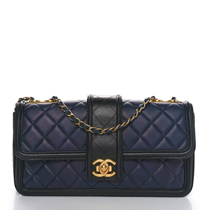 Chanel Calfskin Quilted Large Elegant CC Flap Navy Black 6 of 11