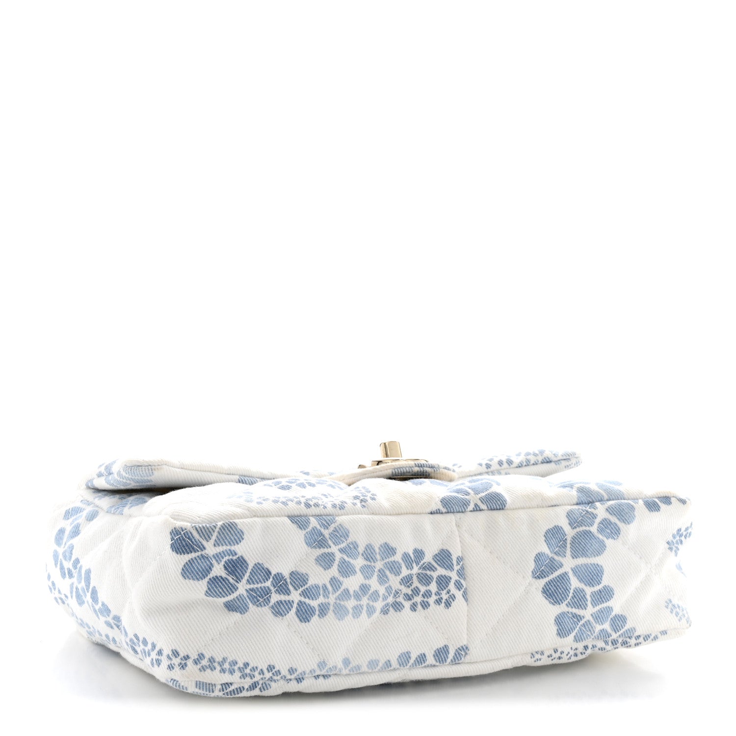 Chanel Printed Denim Coco Beach Quilted Small Single Flap Light Blue White 4 of 11