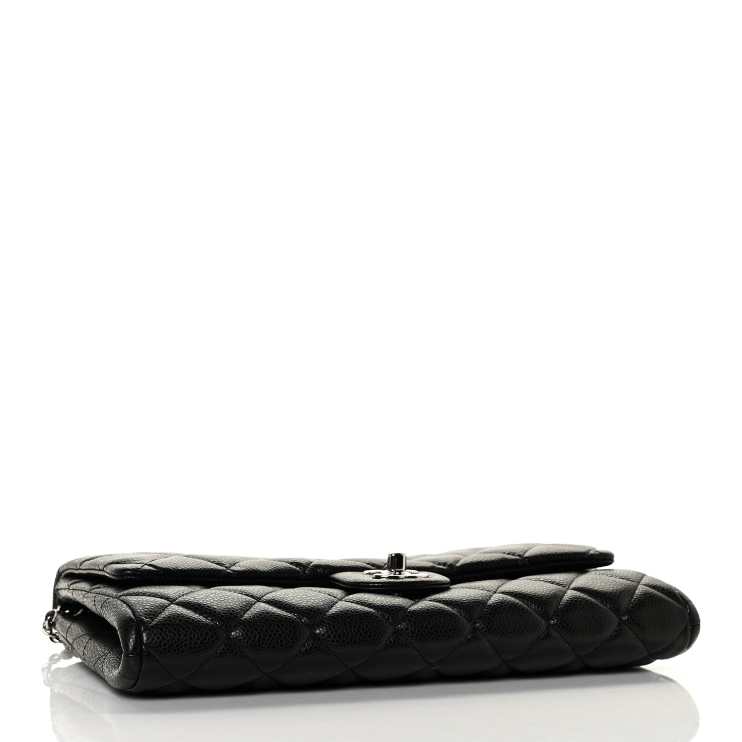 Caviar Quilted Clutch With Chain Flap Black