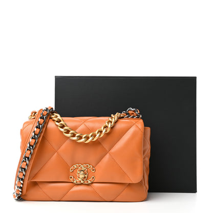 Chanel Lambskin Quilted Medium Chanel 19 Flap Light Brown 10 of 10