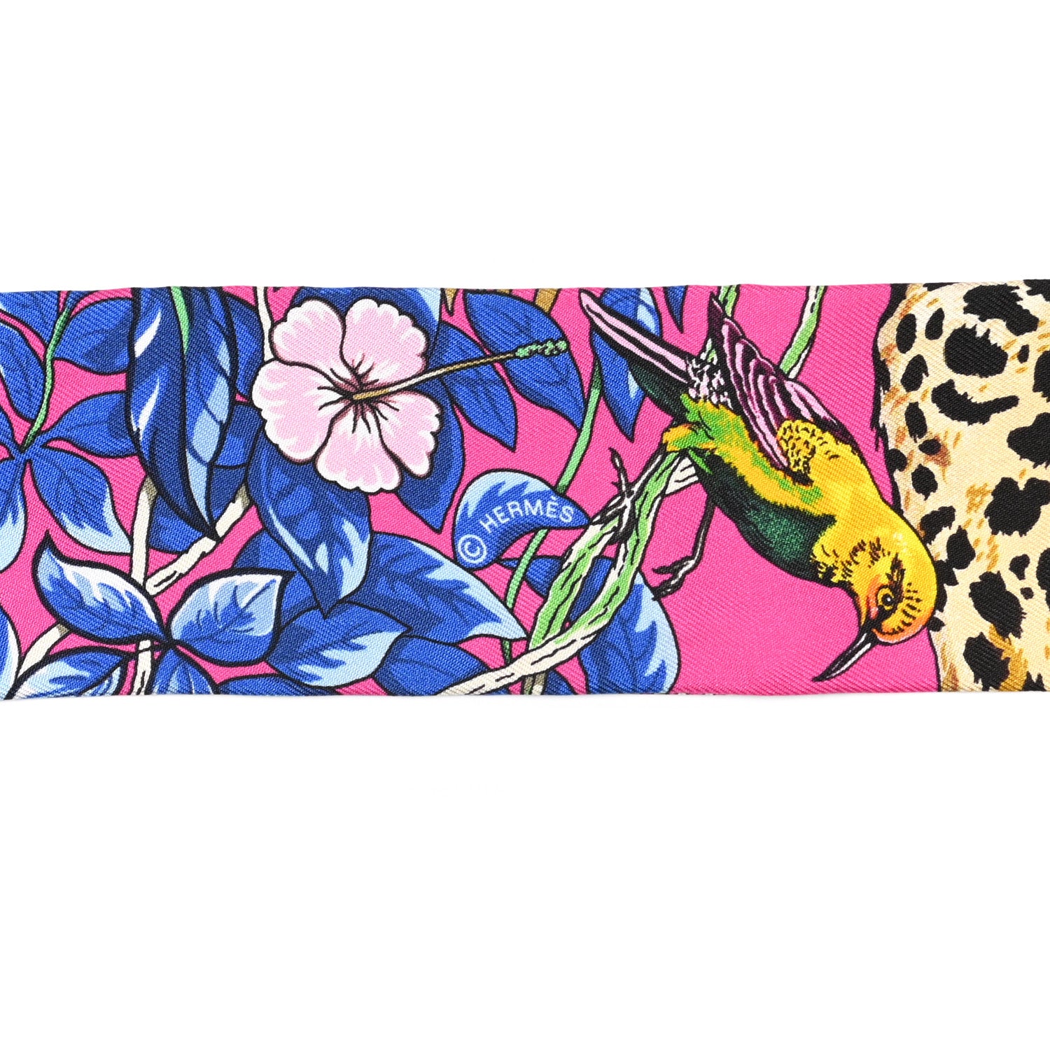 Hermes Silk Jungle Love Love Twilly Rose Vif Bleu Roy 3 of 5