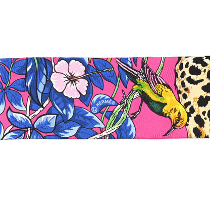 Hermes Silk Jungle Love Love Twilly Rose Vif Bleu Roy 3 of 5