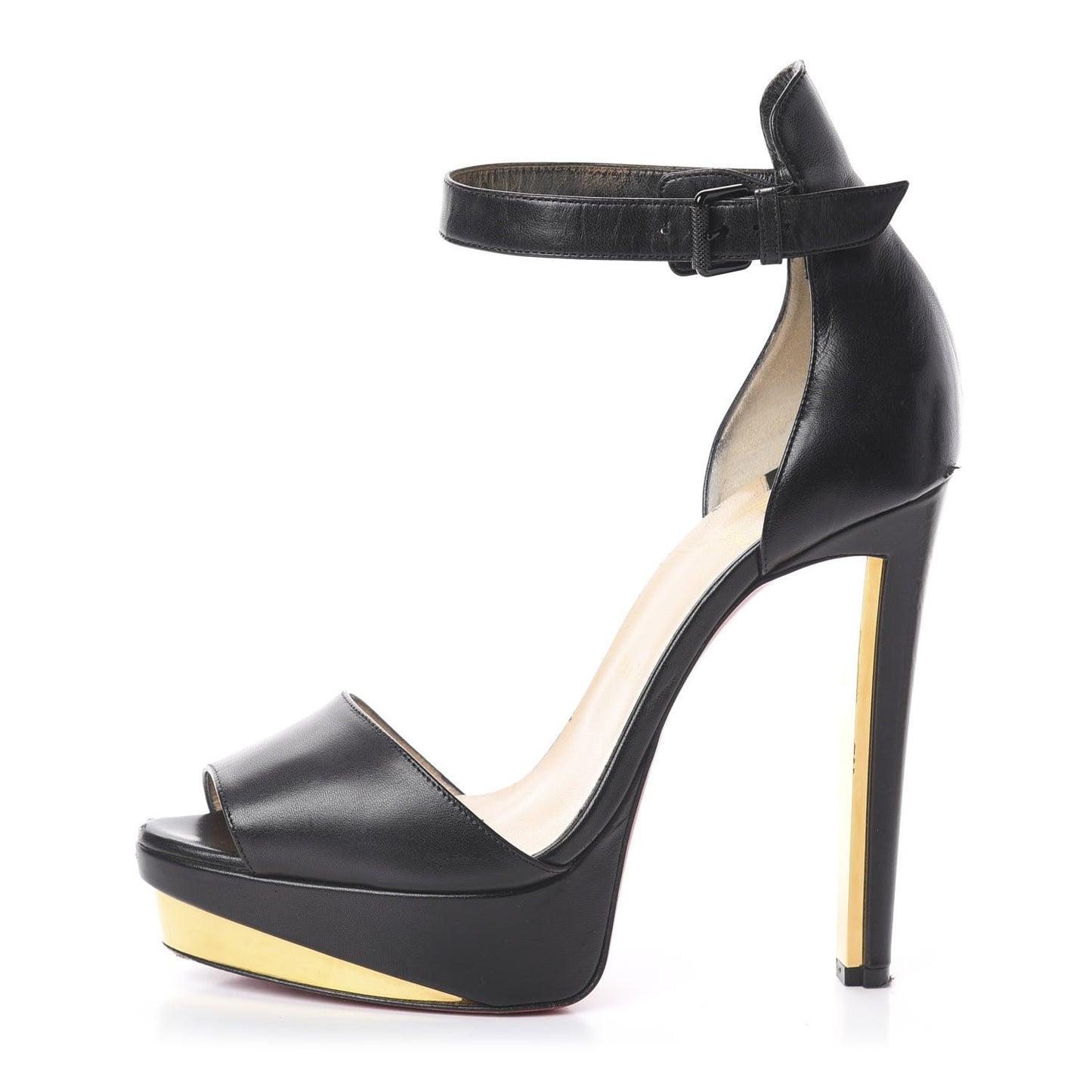 Shiny Nappa Tuctopen d'Orsay 140 Sandals 40 Black Gold