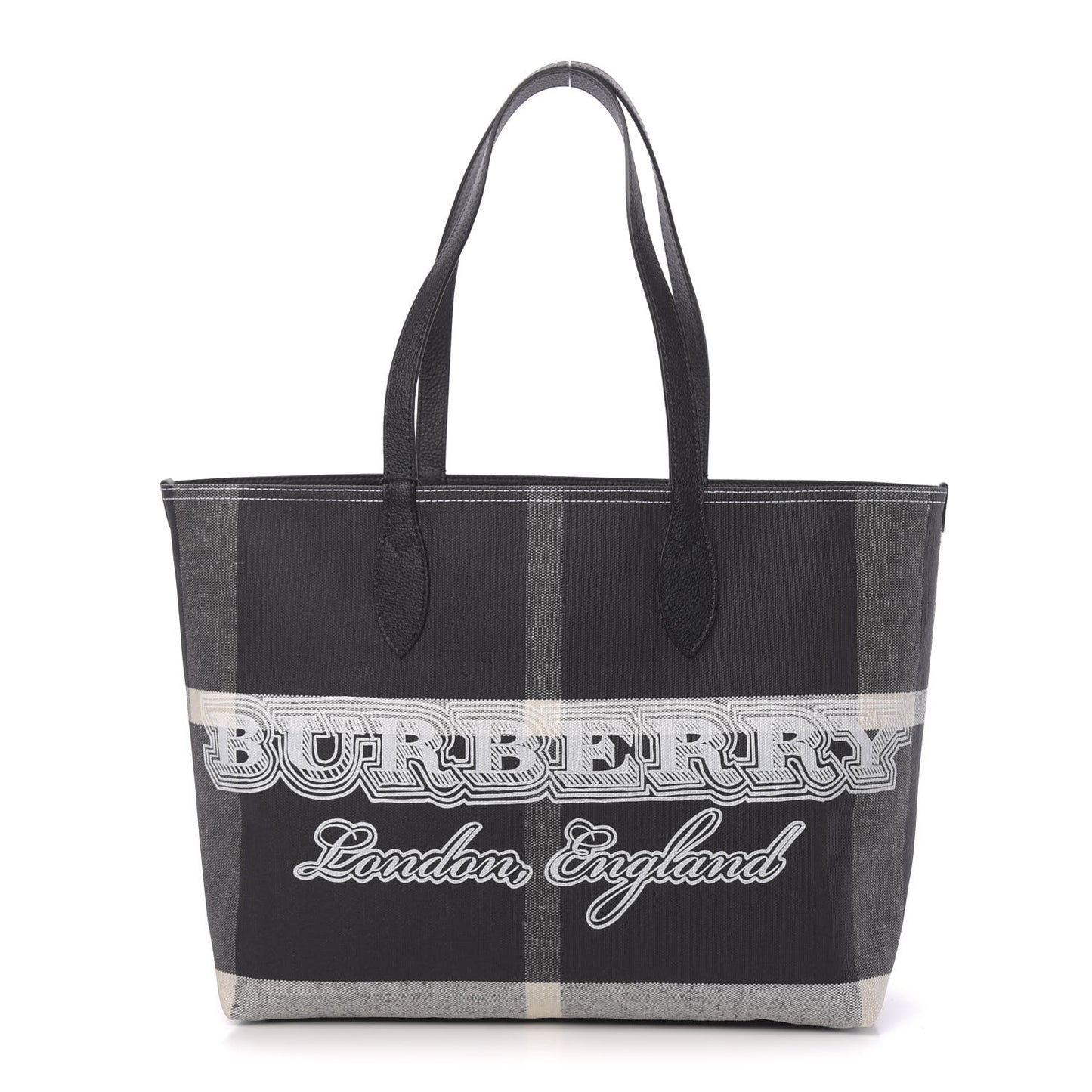 Coated Canvas Mega Check Medium Doodle Tote Black White