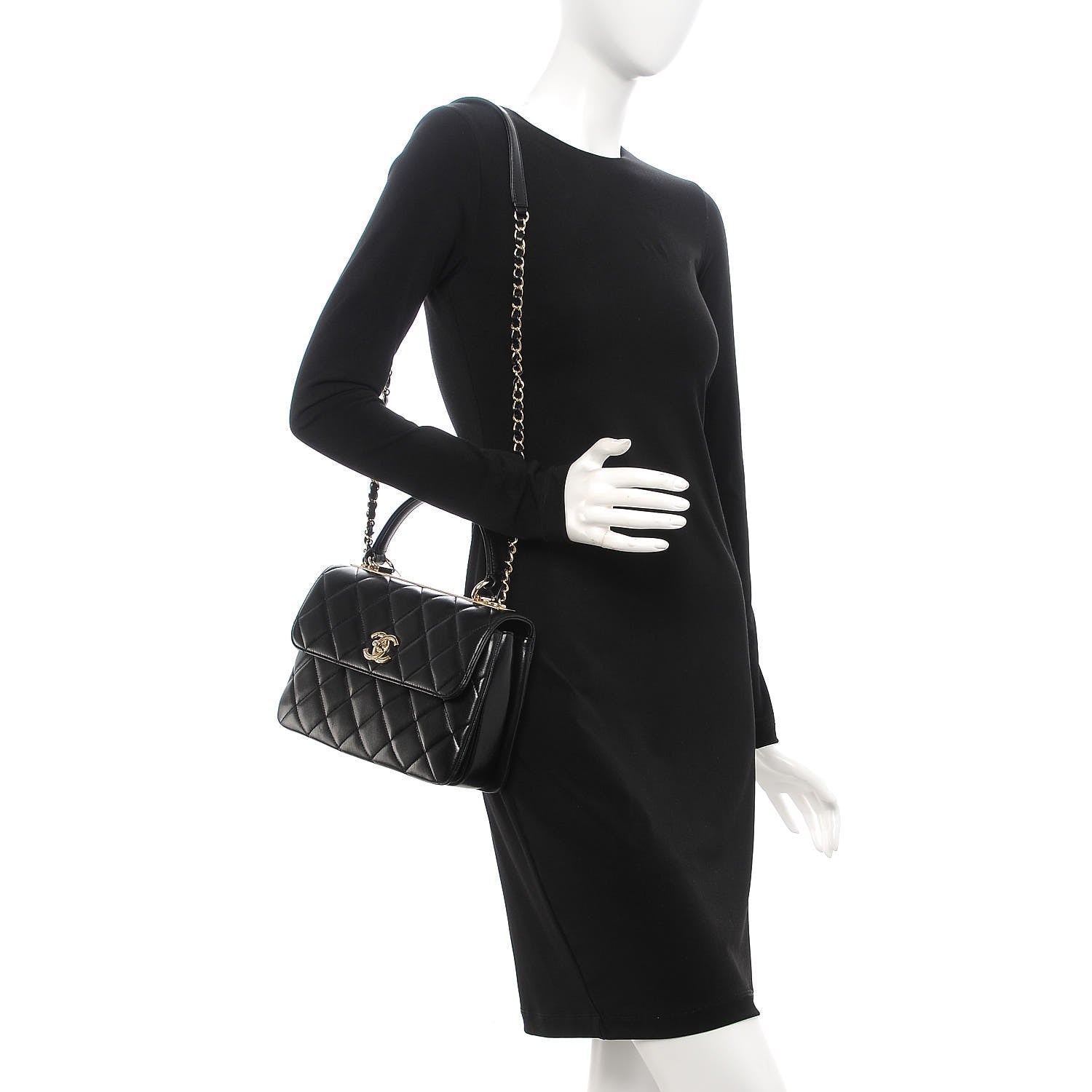 Chanel Lambskin Quilted Small Trendy CC Dual Handle Flap Bag Black 2 of 10