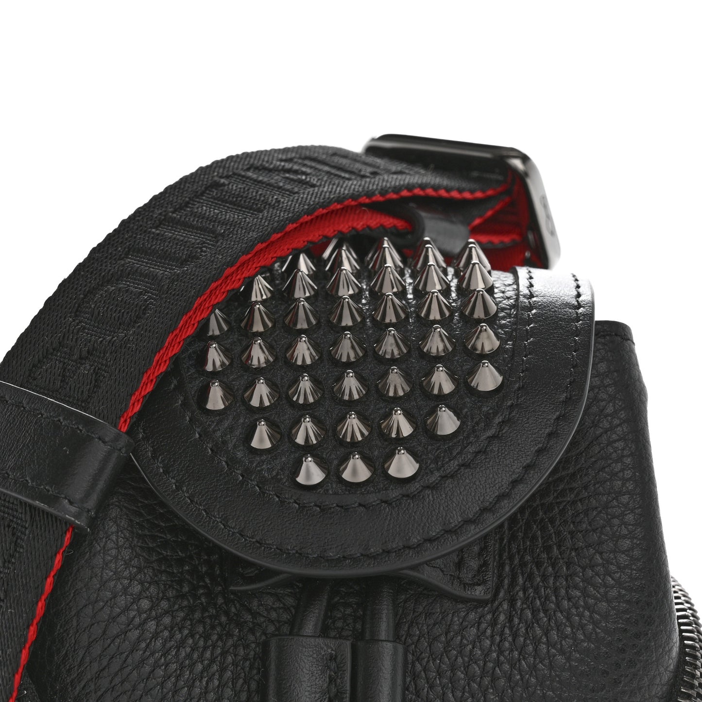 Calfskin Spiked Mini Explorafunk Keyring Bag Black