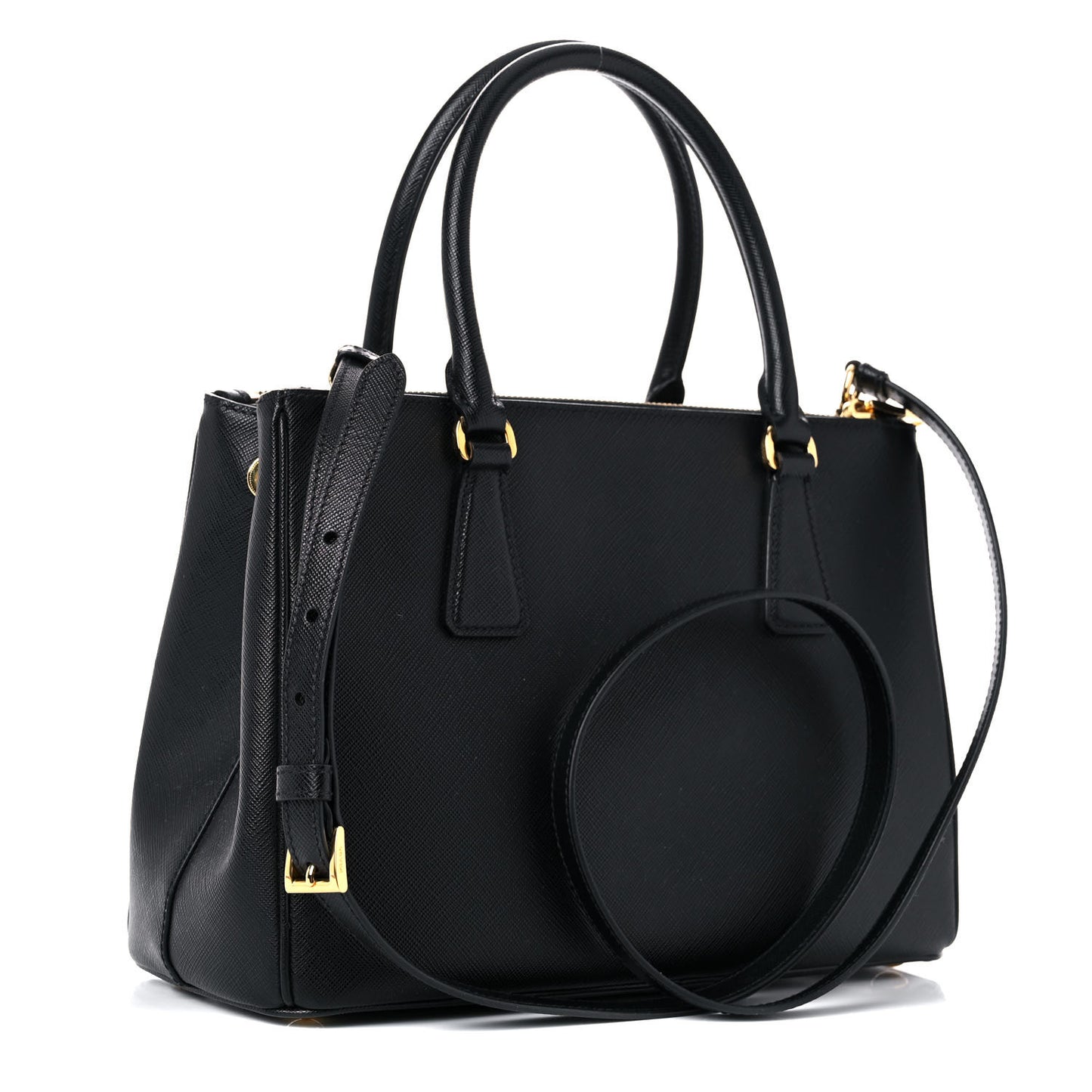 Saffiano Small Galleria Double Zip Tote Black
