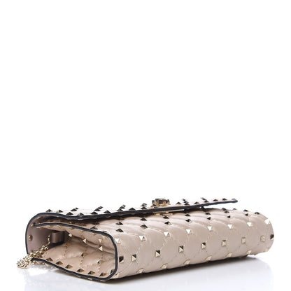 Valentino Garavani Lambskin Rockstud Spike Wallet on Chain Sand 4 of 9