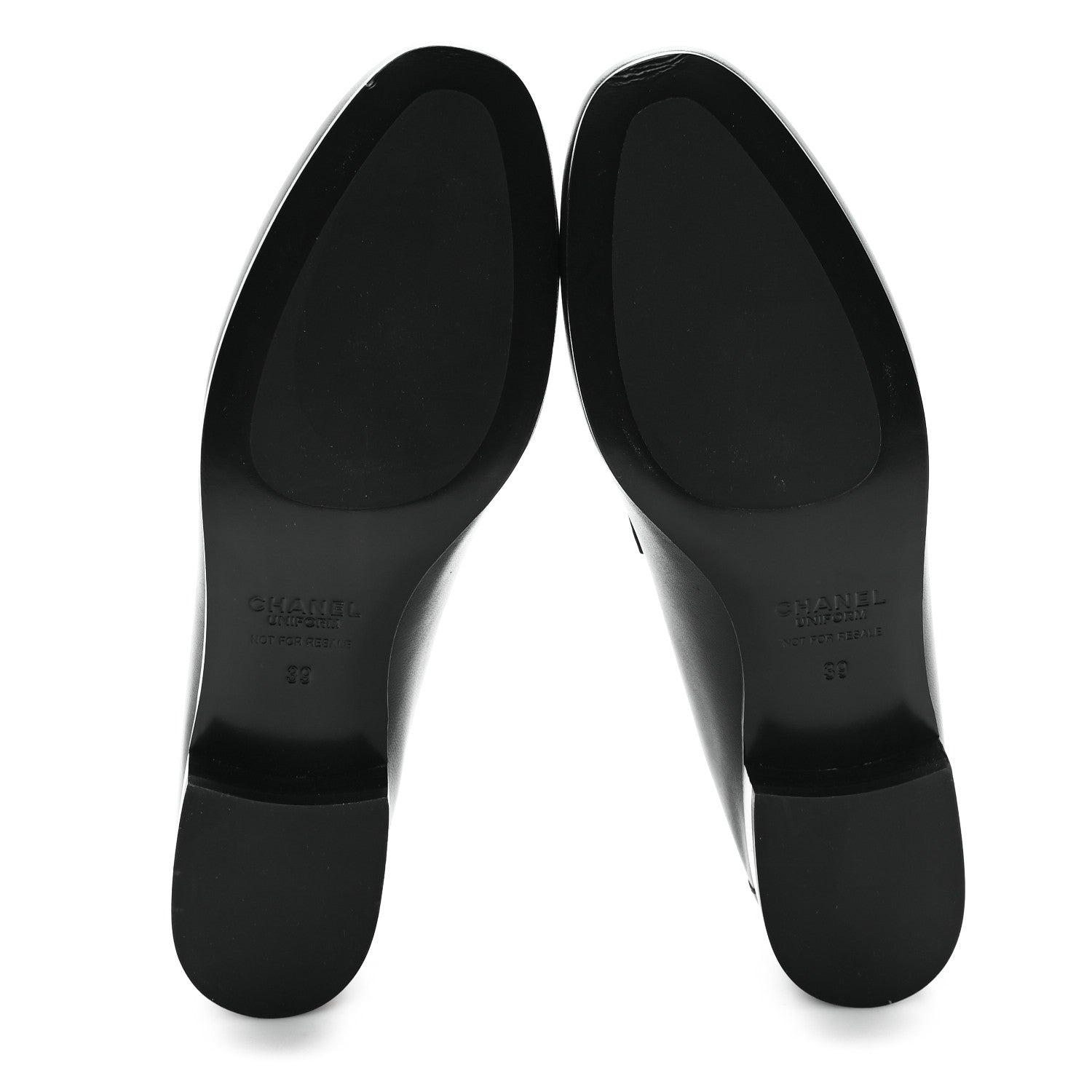 Chanel Calfskin Womens Stitched CC Loafers 39 Black 6 of 9