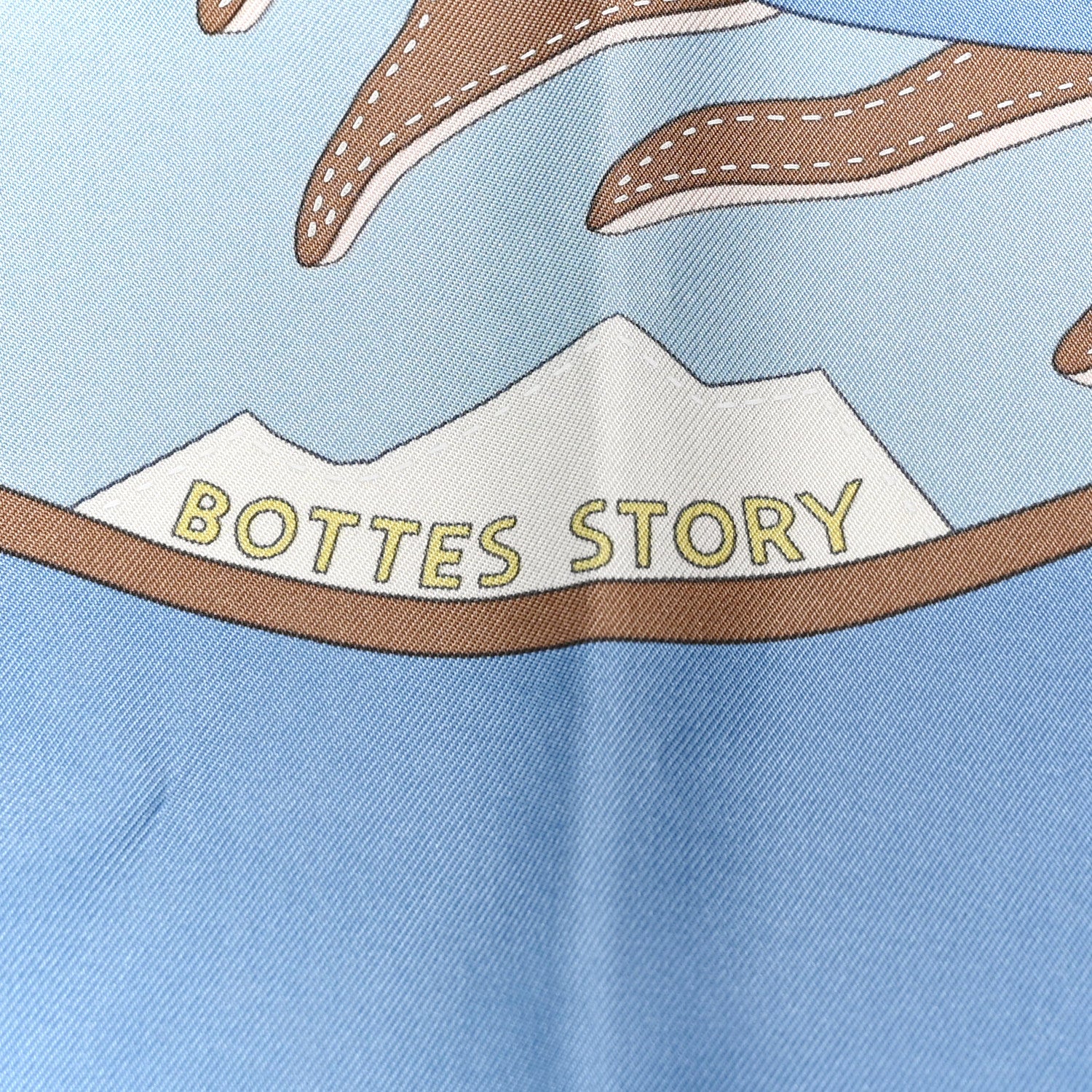 Hermes Silk Bottes Story Scarf 90 Bleu Rose Poudre Vert 5 of 5