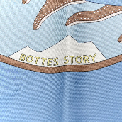 Hermes Silk Bottes Story Scarf 90 Bleu Rose Poudre Vert 5 of 5