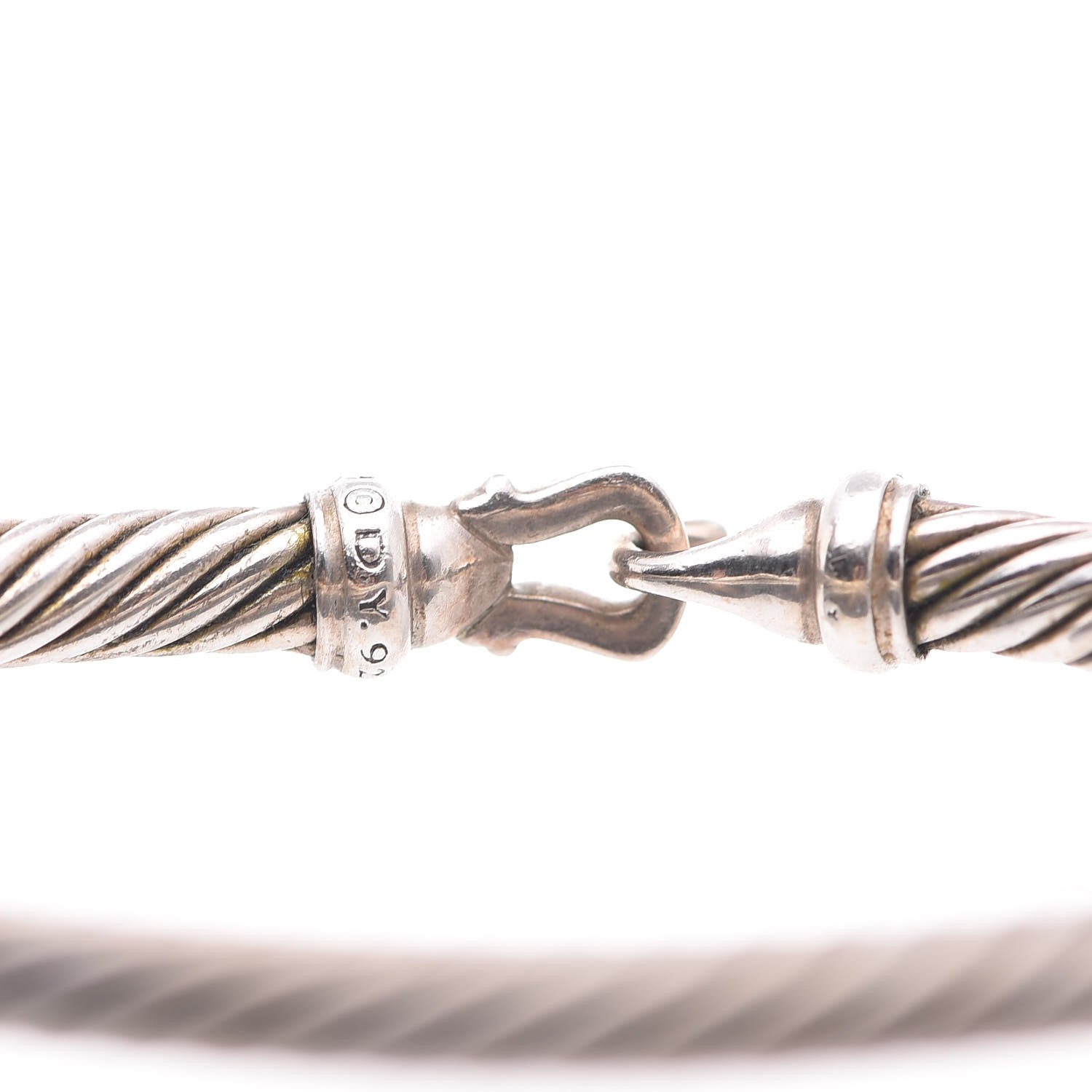 David Yurman Sterling Silver Diamond 5mm Cable Buckle Bracelet 4 of 5