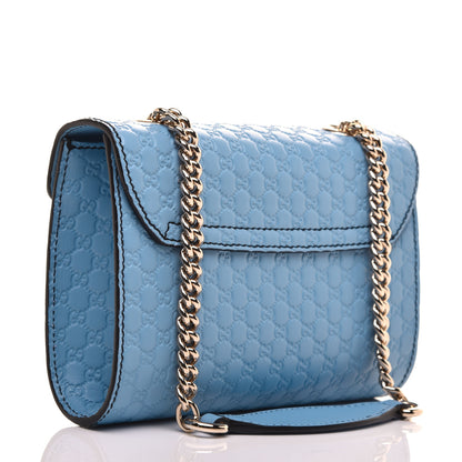 Gucci Soft Microguccissima Mini Emily Chain Shoulder Bag Mineral Blue 3 of 9