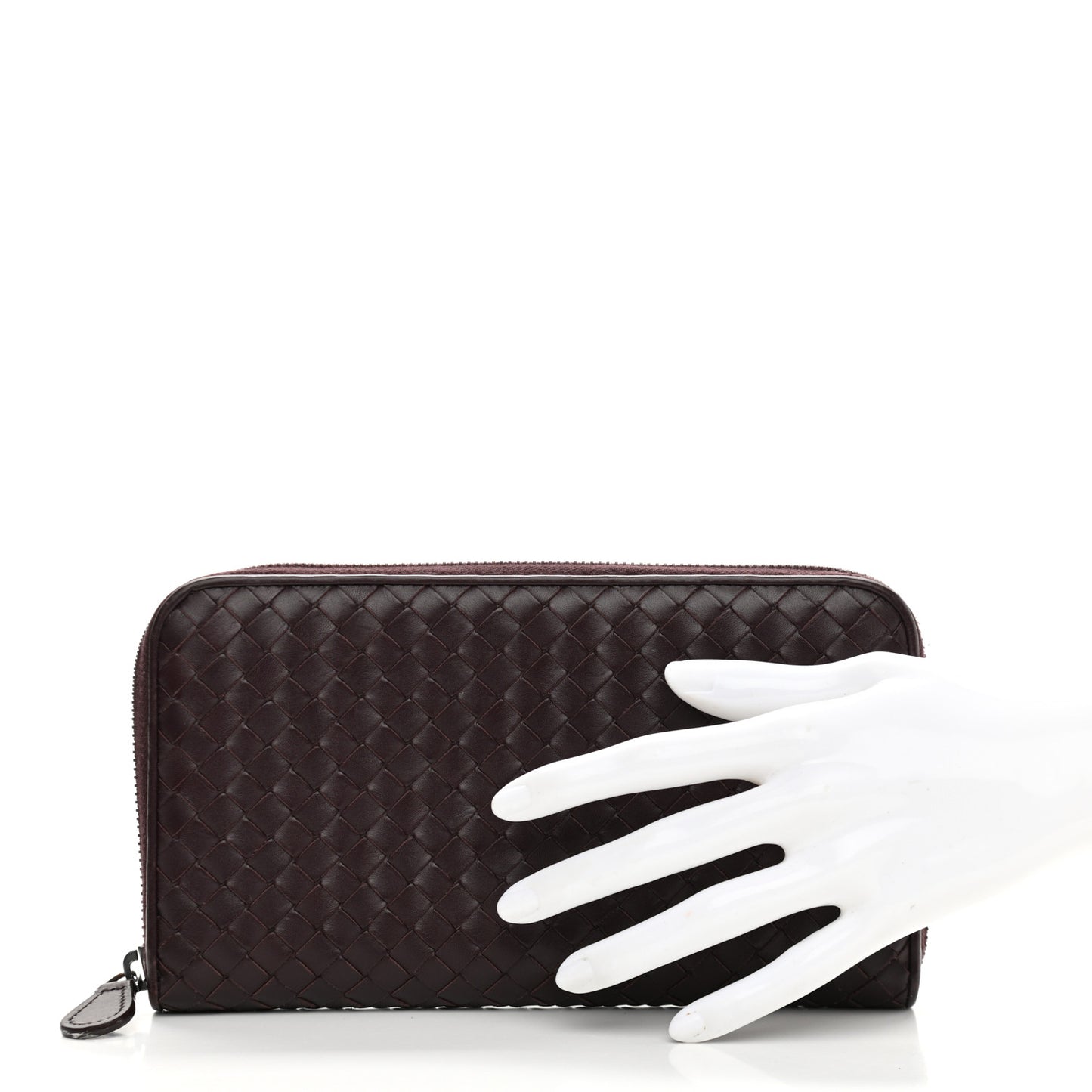 Nappa Intrecciato Zip Around Wallet Aubergine