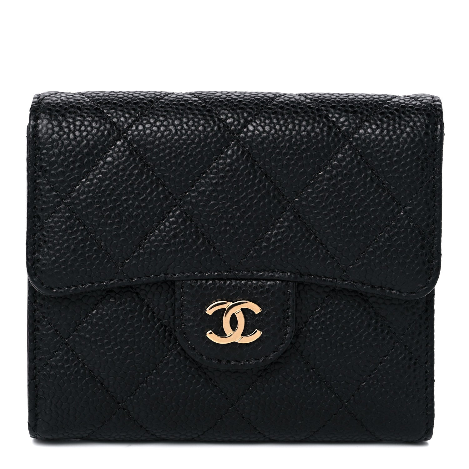 Chanel Caviar Quilted Compact Flap Wallet Black 1 of 11