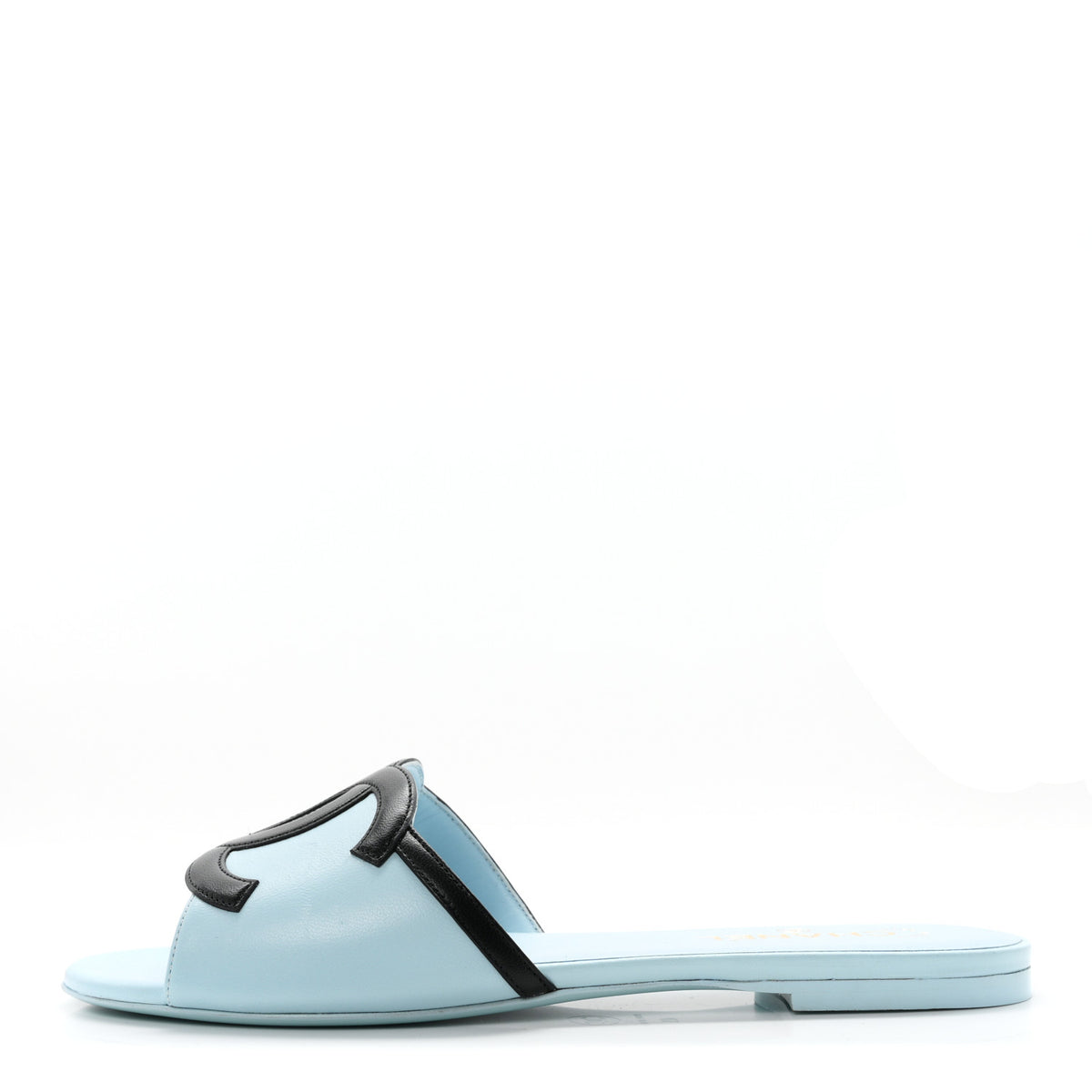 Lambskin CC Cutout Mules 41 Blue Black