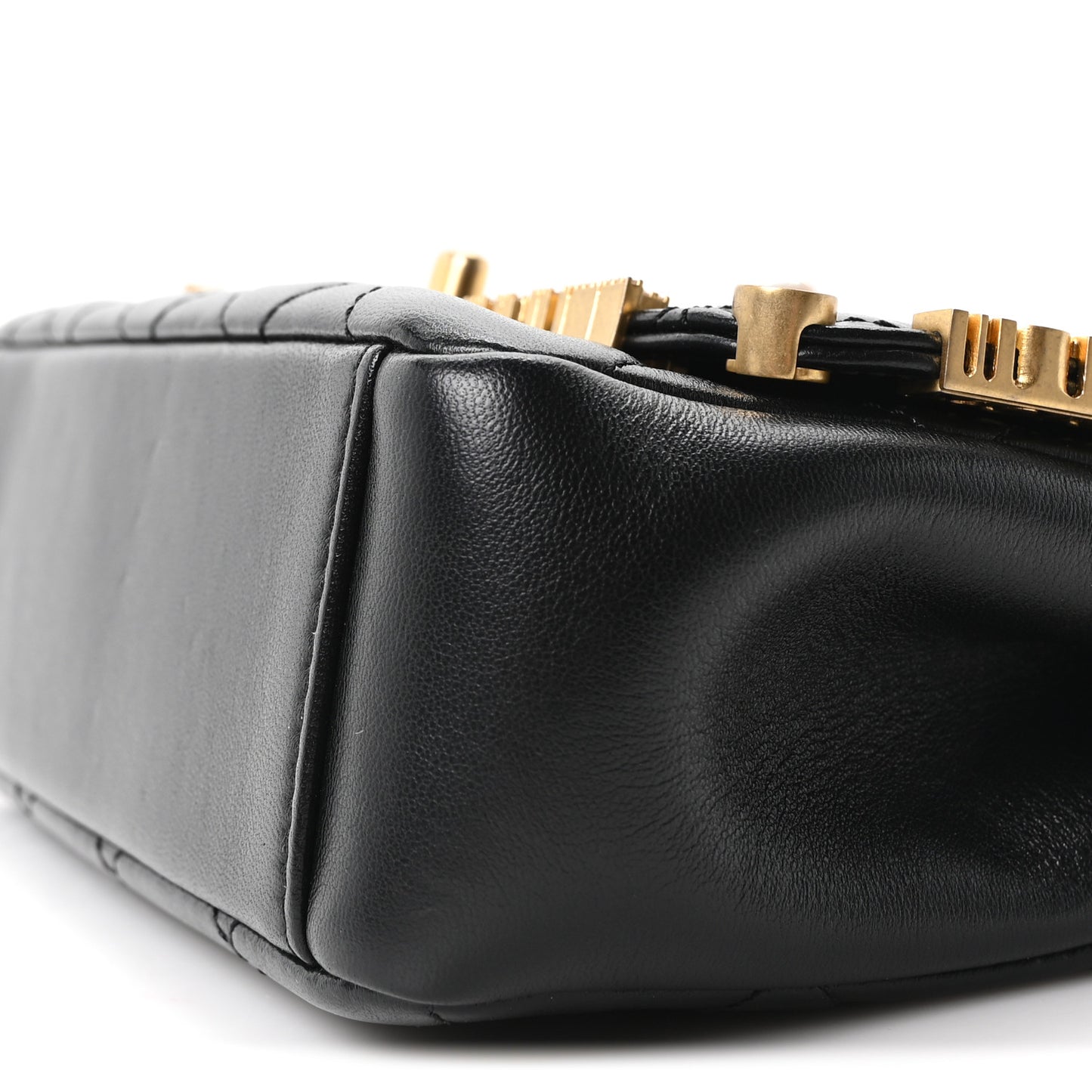 Lambskin Enamel Strass Quilted Mini Paris Monaco Flap Black