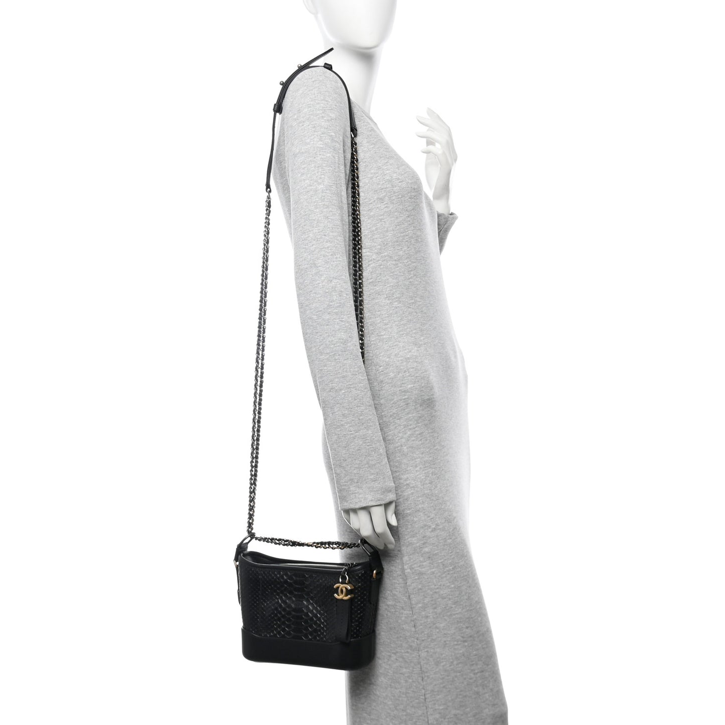 Snakeskin Small Gabrielle Hobo Black