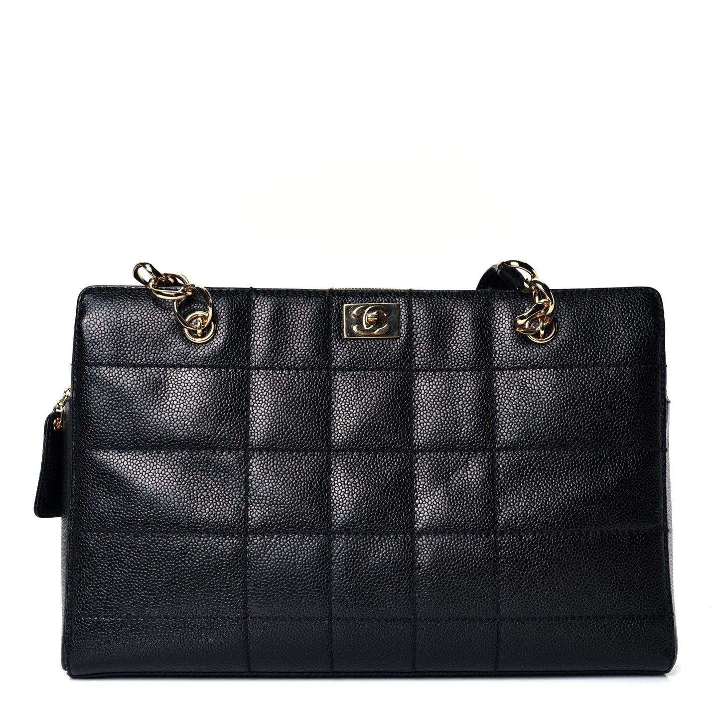 Caviar Square Stitched Shoulder Bag Black