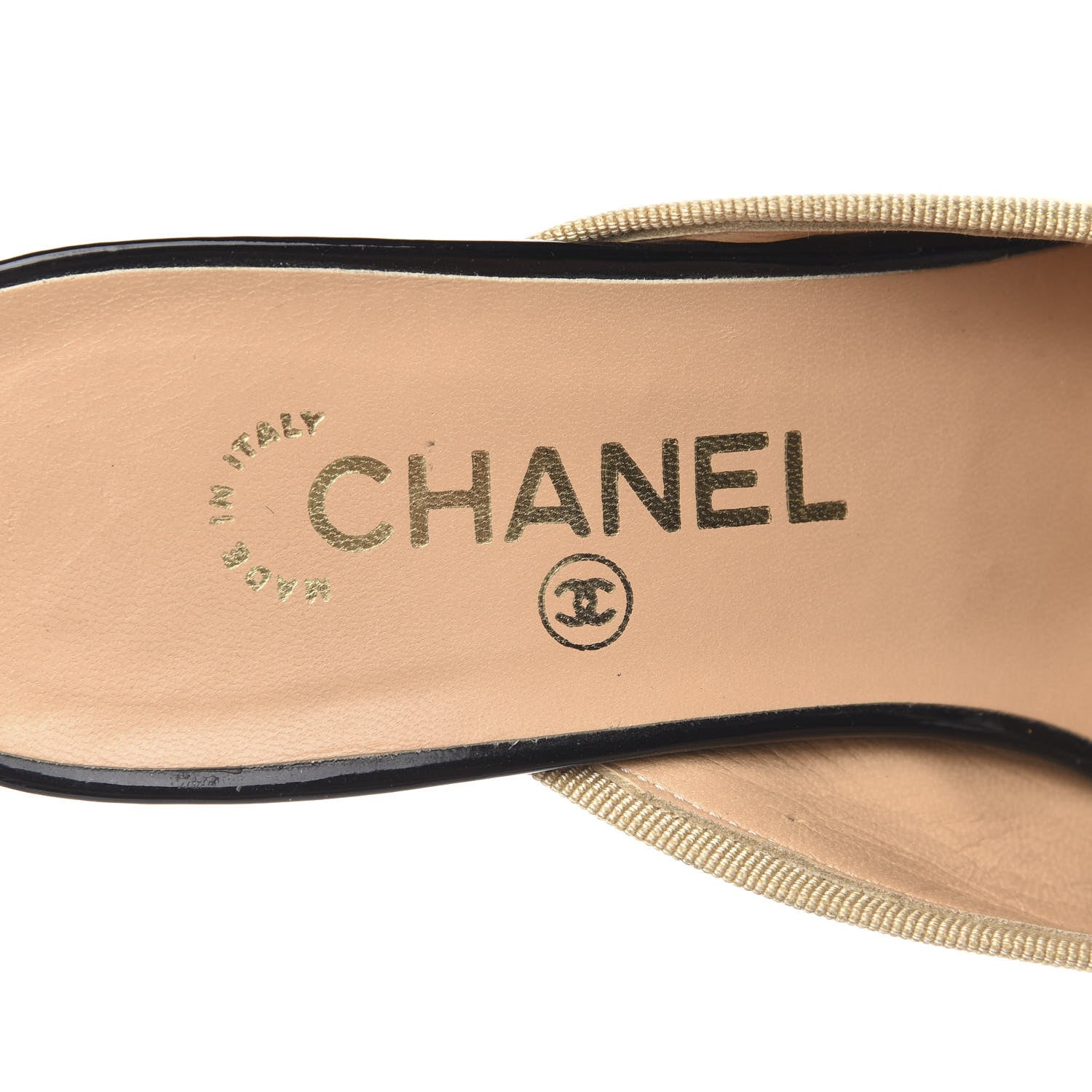 Chanel Lambskin Patent Cap Toe Bow CC Mules 39 Beige Black 8 of 10