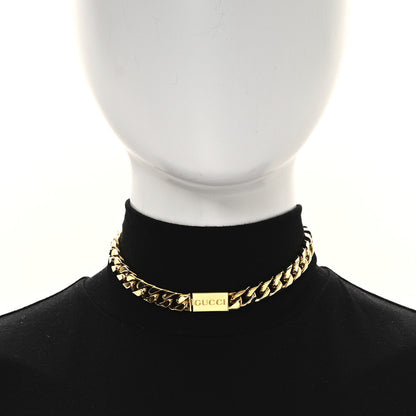 Gucci Metal Script Chain Choker Necklace Gold 2 of 4