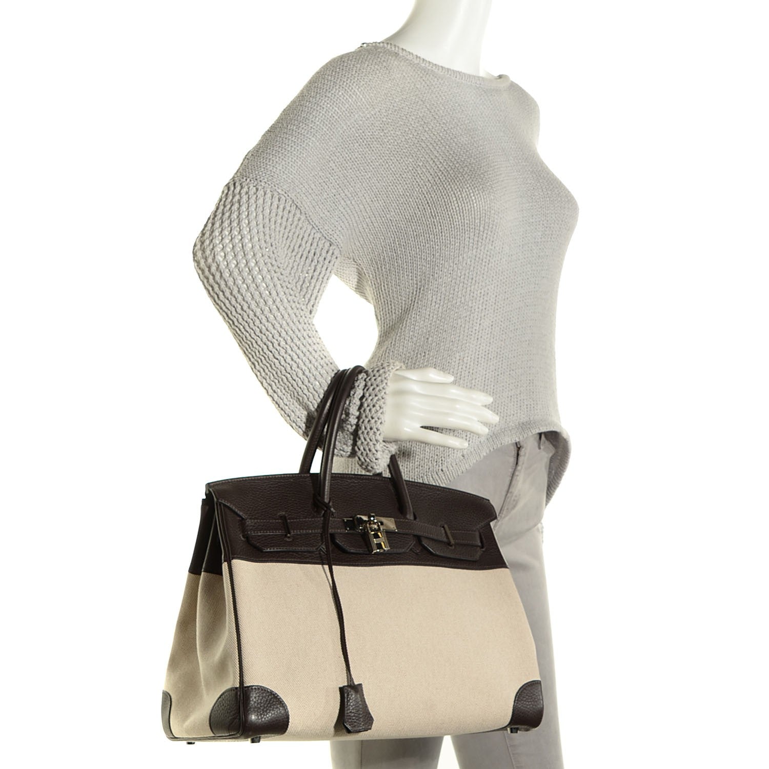 Hermes Toile Togo Birkin 35 Chocolate 4 of 31