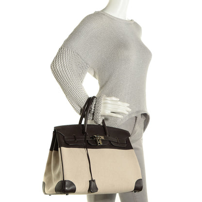 Hermes Toile Togo Birkin 35 Chocolate 4 of 31