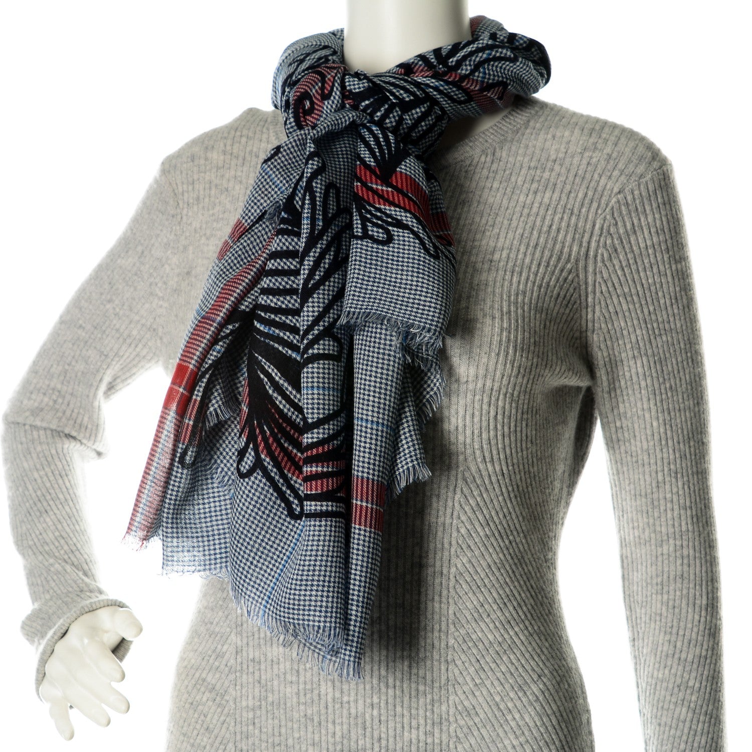 Louis Vuitton Wool Silk Nemeth Stole Marine 2 of 6