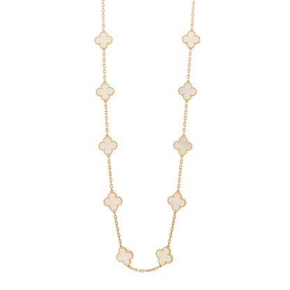 Van Cleef & Arpels 18K Yellow Gold Mother of Pearl 20 Motifs Vintage Alhambra Necklace 1 of 7