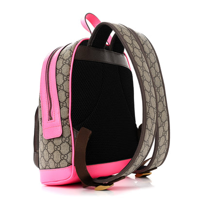 Gucci GG Supreme Monogram Textured Dollar Calfskin Web Small Ophidia Day Backpack Beige Ebony Fluorescent Fuchsia 3 of 10