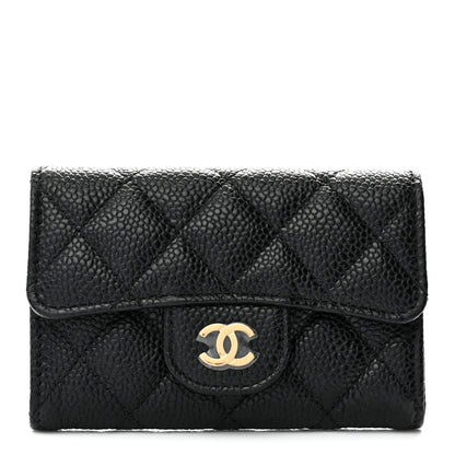 Chanel Caviar Quilted Flap Card Holder Wallet Black 1 of 9