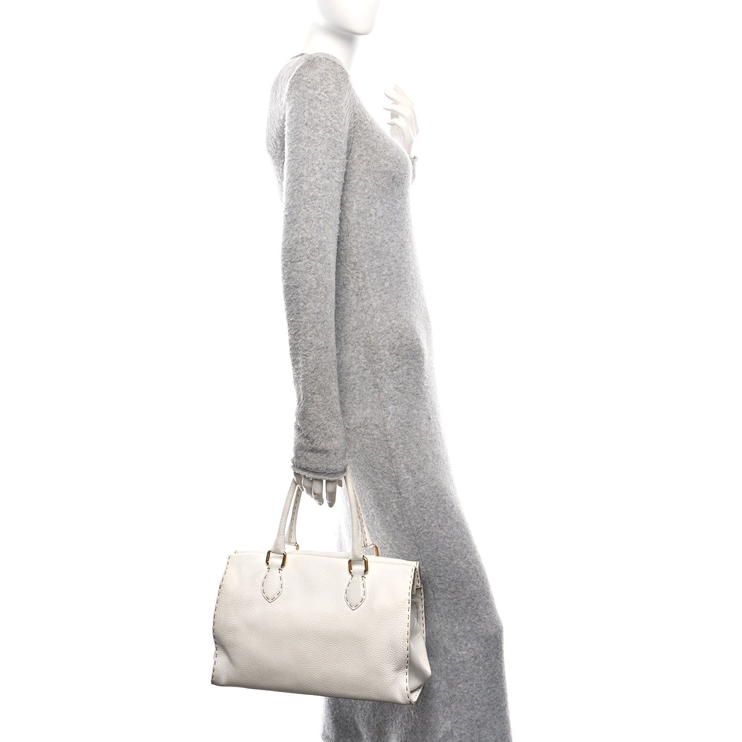 Fendi Calfskin Romano Selleria Firenze Frame Bag White 2 of 9