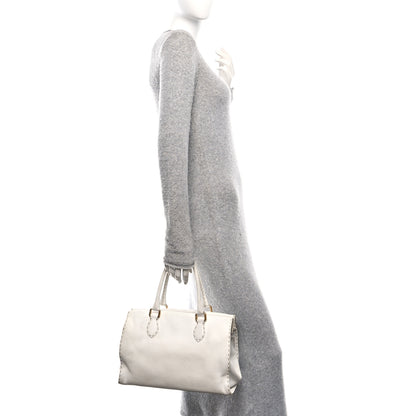 Fendi Calfskin Romano Selleria Firenze Frame Bag White 2 of 9