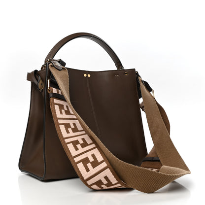 Fendi Vitello Seta Glazed Fabric FF 1974 Medium Peekaboo X-Lite Maya Mogano Panna 3 of 8