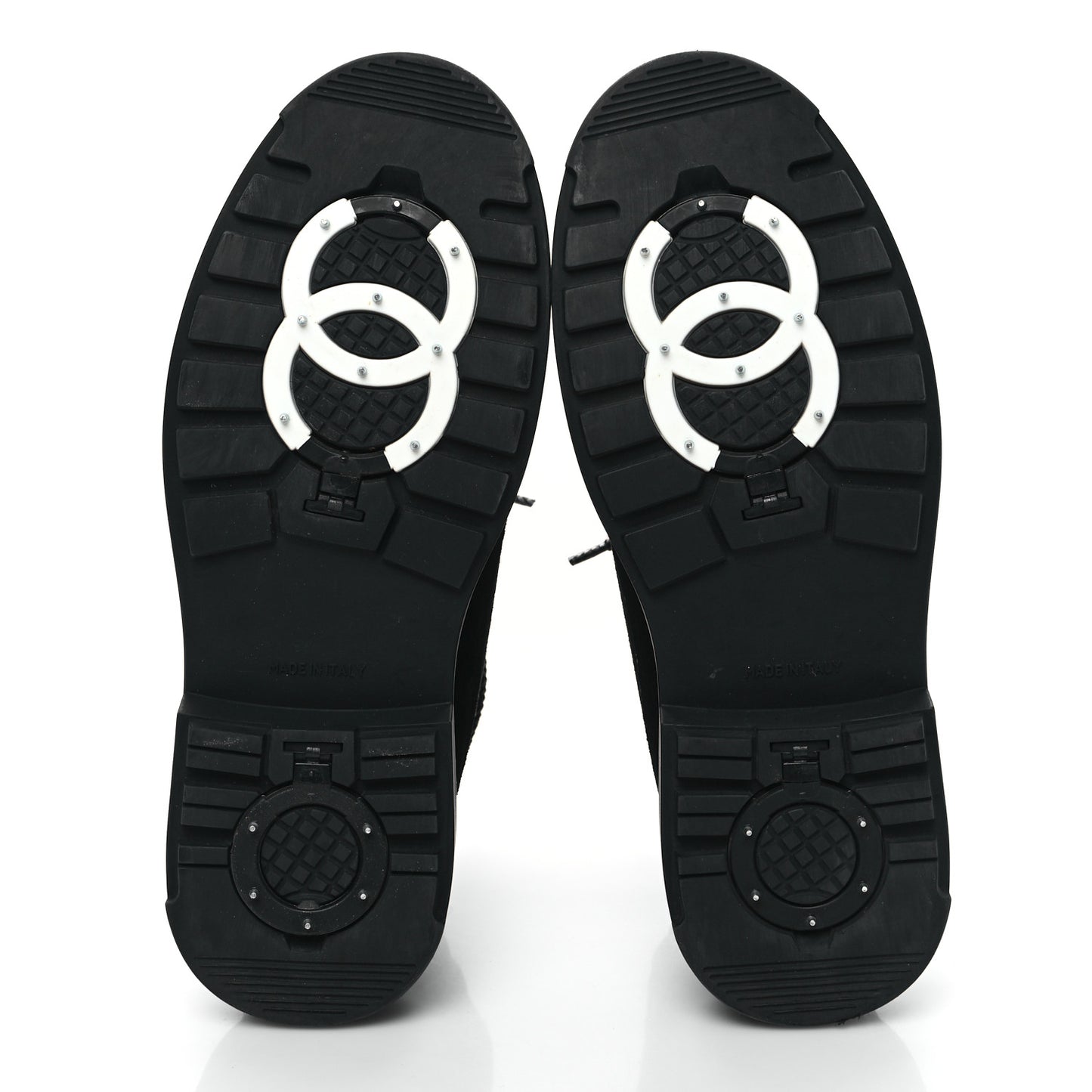 Suede Nylon CC Lace Up Snow Boots 39 Black