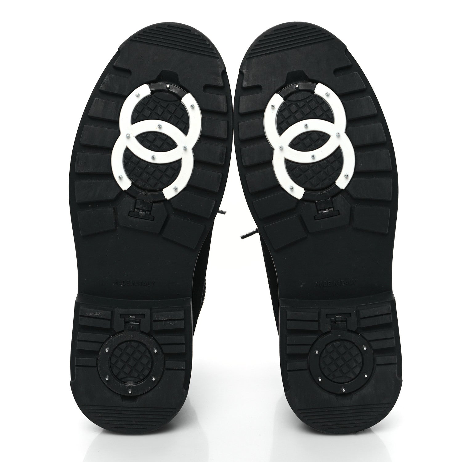 Chanel Suede Nylon CC Lace Up Snow Boots 39 Black 5 of 9